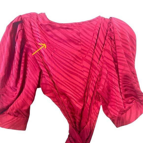 Ronny Kobo Ana Red Zebra Jacquard Wrap Satin Silk Mini Dress Size XS NWT - Picture 6 of 6